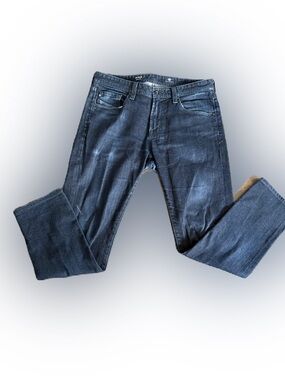 Adriana Goldschmied Women’s The Tellis Modern Slim Dark Wash Distressed Jeans.32